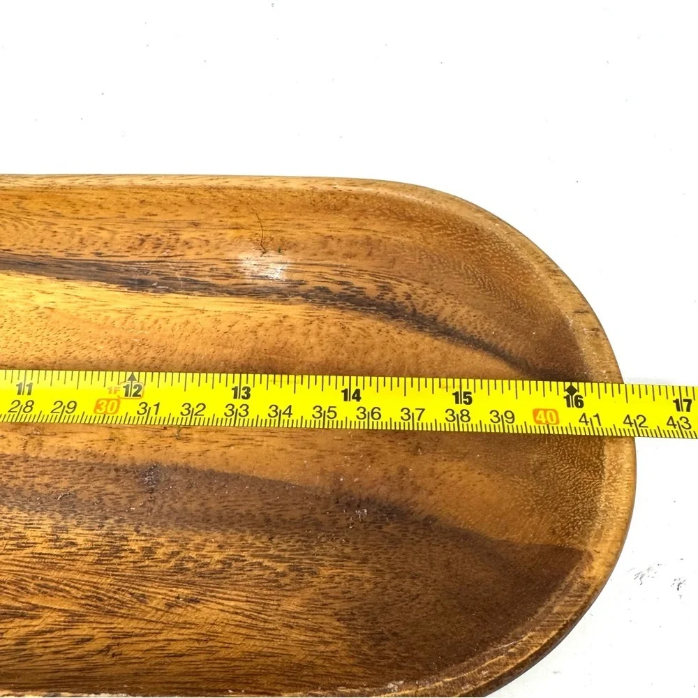 Crate & Barrel Tondo Oval Acacia Wood Serving Platter Trough 16.5